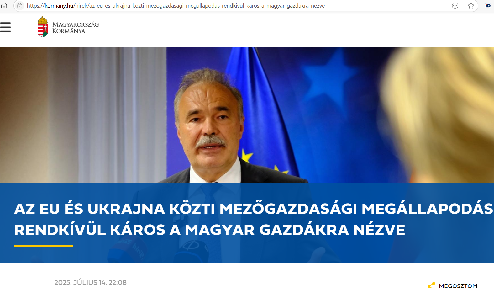 Ungari minister: Ukraina põllumajandustoodete sissevedu ohustab Euroopa Liidu põllumajandust