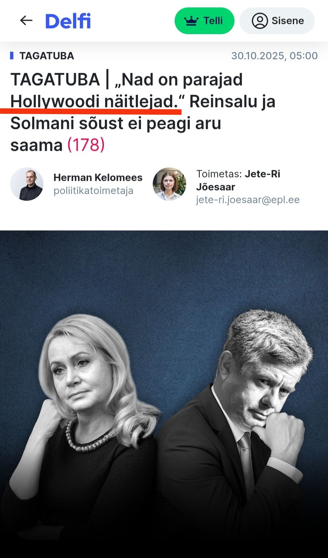 Hollywoodi-Isamaaks tembeldatu siseheitluse tegelikust põhjusest ja (sund)valikutest